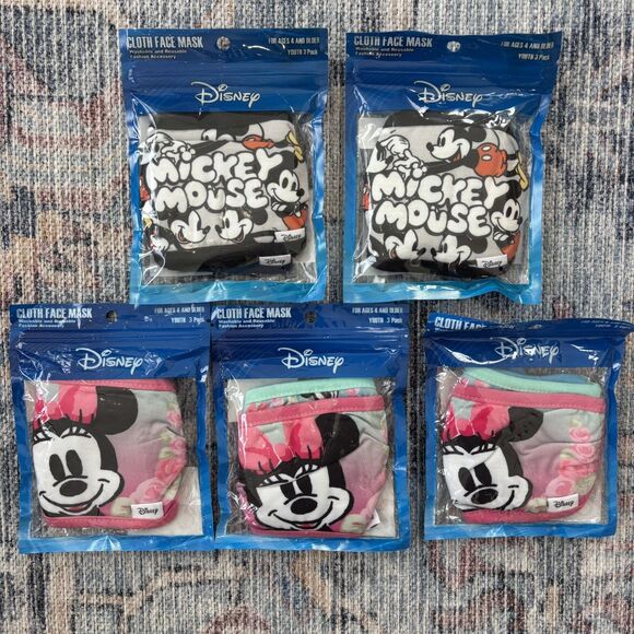 Disney Other - Disney Minnie & Mickey Mouse Kids Cloth Face Masks Washable Reusable New 5 Packs